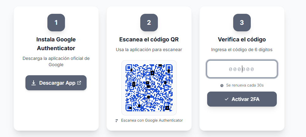 Activa la verificación en dos pasos (2FA). - Paso 4