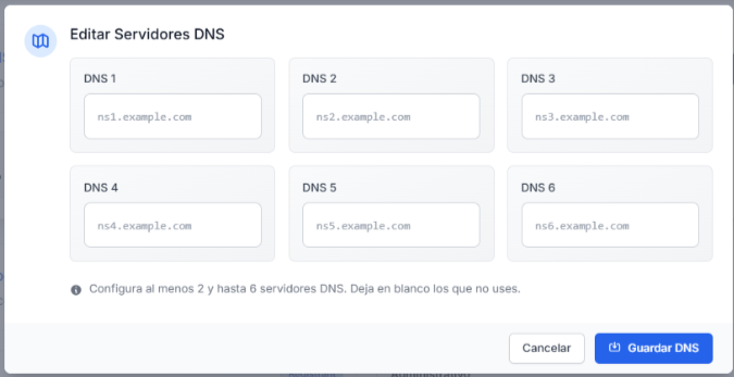 Ingresa los nuevos DNS - Paso 4