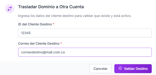 Ingresa los datos de la cuenta destino - Paso 3